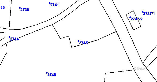 Parcela st. 2745 v KÚ Třešť, Katastrální mapa