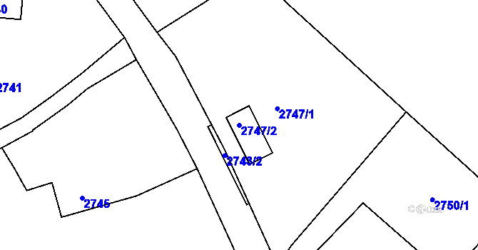 Parcela st. 2747/2 v KÚ Třešť, Katastrální mapa