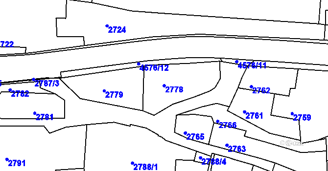 Parcela st. 2778 v KÚ Třešť, Katastrální mapa
