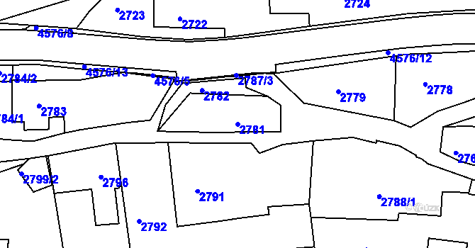 Parcela st. 2781 v KÚ Třešť, Katastrální mapa