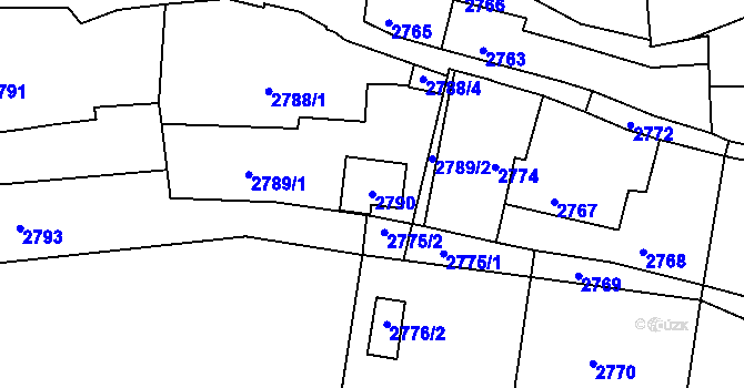 Parcela st. 2790 v KÚ Třešť, Katastrální mapa