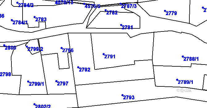 Parcela st. 2791 v KÚ Třešť, Katastrální mapa