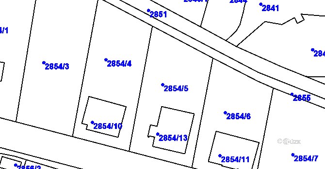 Parcela st. 2854/5 v KÚ Třešť, Katastrální mapa