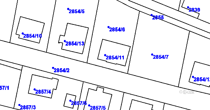 Parcela st. 2854/11 v KÚ Třešť, Katastrální mapa