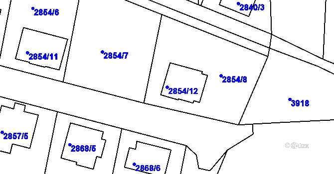 Parcela st. 2854/12 v KÚ Třešť, Katastrální mapa