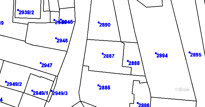 Parcela st. 2887 v KÚ Třešť, Katastrální mapa