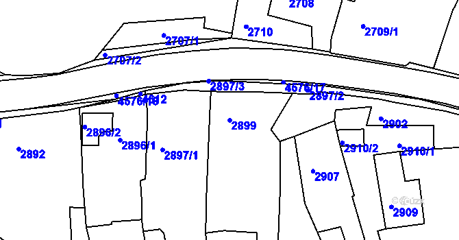 Parcela st. 2899 v KÚ Třešť, Katastrální mapa
