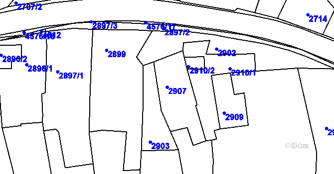 Parcela st. 2907 v KÚ Třešť, Katastrální mapa