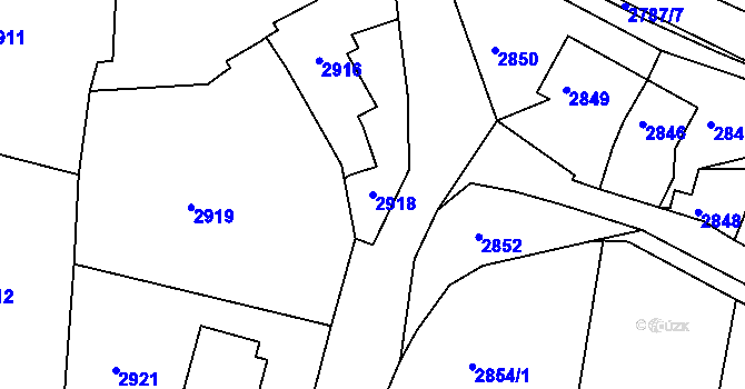 Parcela st. 2918 v KÚ Třešť, Katastrální mapa