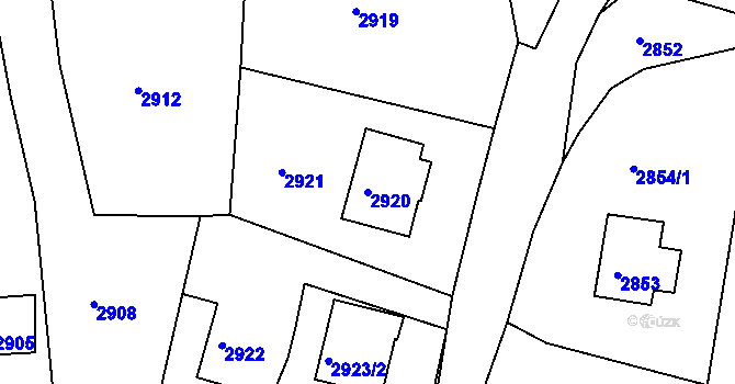 Parcela st. 2920 v KÚ Třešť, Katastrální mapa