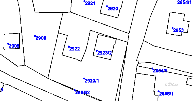 Parcela st. 2923/2 v KÚ Třešť, Katastrální mapa