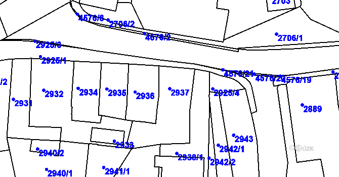 Parcela st. 2937 v KÚ Třešť, Katastrální mapa