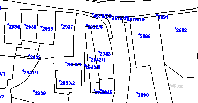Parcela st. 2943 v KÚ Třešť, Katastrální mapa