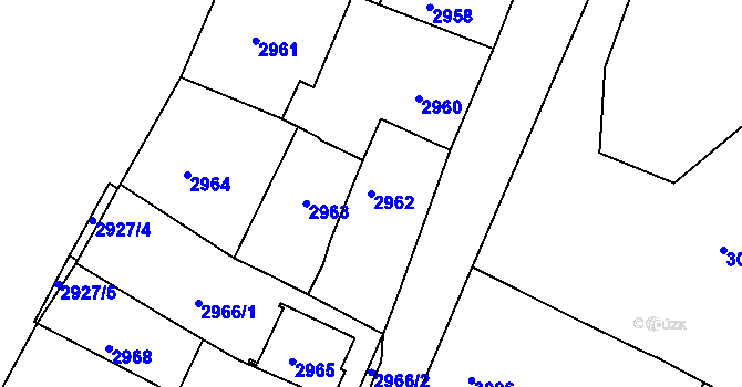 Parcela st. 2962 v KÚ Třešť, Katastrální mapa
