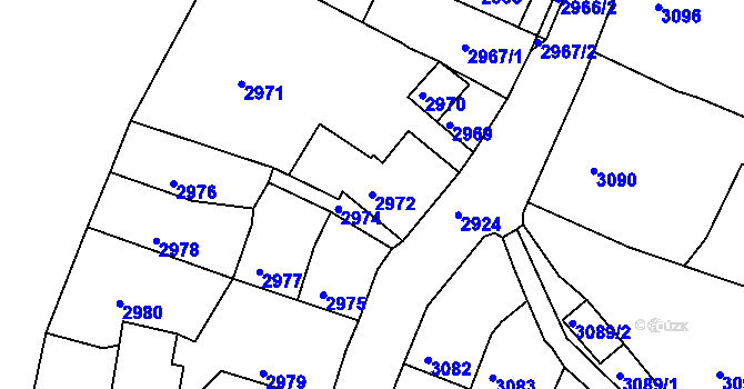 Parcela st. 2972 v KÚ Třešť, Katastrální mapa