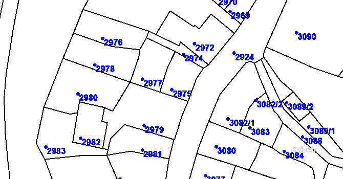 Parcela st. 2975 v KÚ Třešť, Katastrální mapa