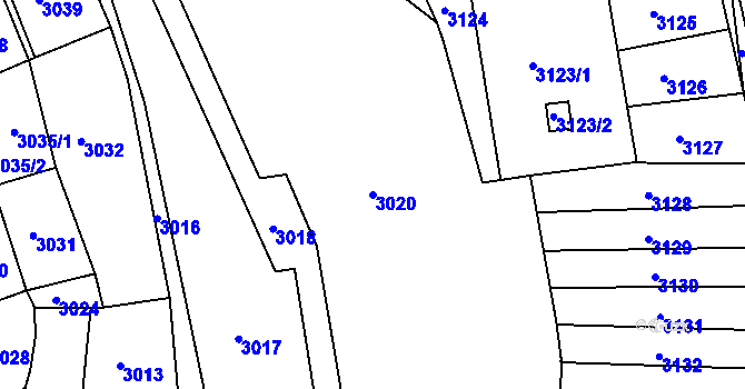 Parcela st. 3020 v KÚ Třešť, Katastrální mapa