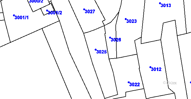 Parcela st. 3025 v KÚ Třešť, Katastrální mapa