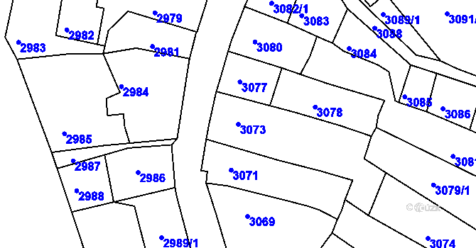 Parcela st. 3073 v KÚ Třešť, Katastrální mapa