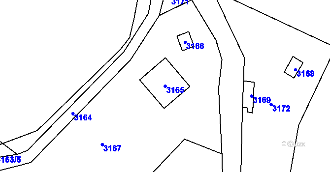 Parcela st. 3165 v KÚ Třešť, Katastrální mapa