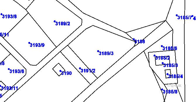 Parcela st. 3189/3 v KÚ Třešť, Katastrální mapa