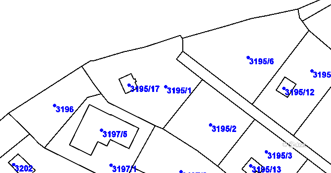 Parcela st. 3195/1 v KÚ Třešť, Katastrální mapa