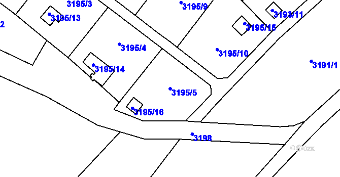 Parcela st. 3195/5 v KÚ Třešť, Katastrální mapa