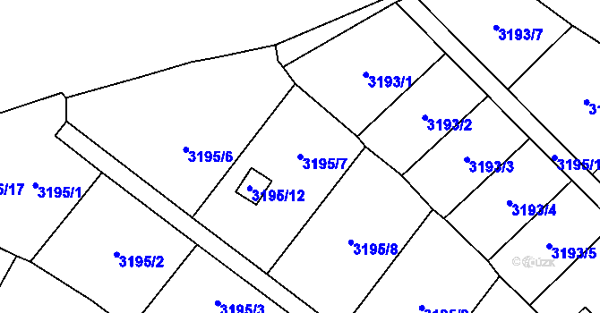 Parcela st. 3195/7 v KÚ Třešť, Katastrální mapa