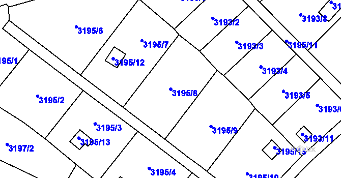 Parcela st. 3195/8 v KÚ Třešť, Katastrální mapa