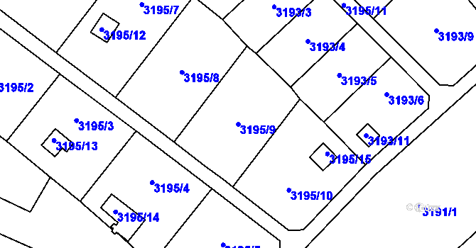 Parcela st. 3195/9 v KÚ Třešť, Katastrální mapa