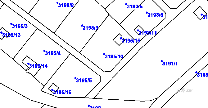 Parcela st. 3195/10 v KÚ Třešť, Katastrální mapa