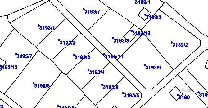 Parcela st. 3195/11 v KÚ Třešť, Katastrální mapa
