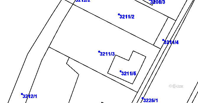 Parcela st. 3211/3 v KÚ Třešť, Katastrální mapa