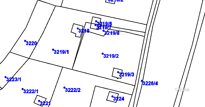Parcela st. 3219/2 v KÚ Třešť, Katastrální mapa