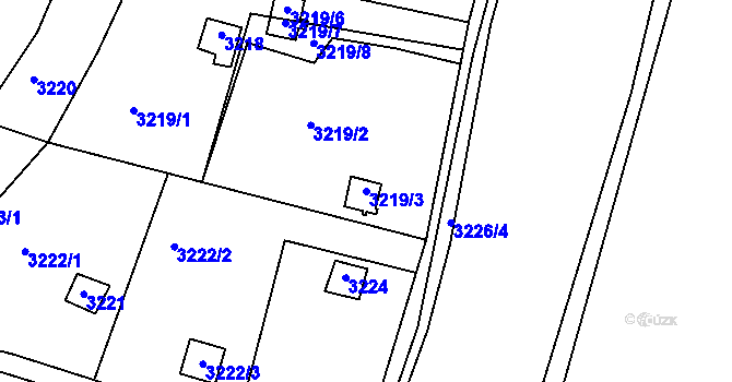 Parcela st. 3219/3 v KÚ Třešť, Katastrální mapa