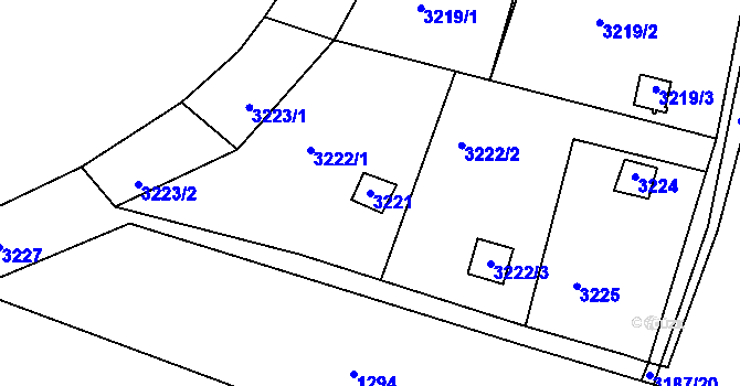 Parcela st. 3221 v KÚ Třešť, Katastrální mapa