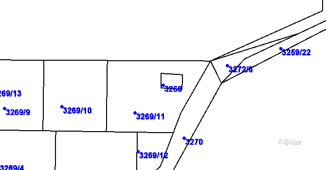 Parcela st. 3268 v KÚ Třešť, Katastrální mapa