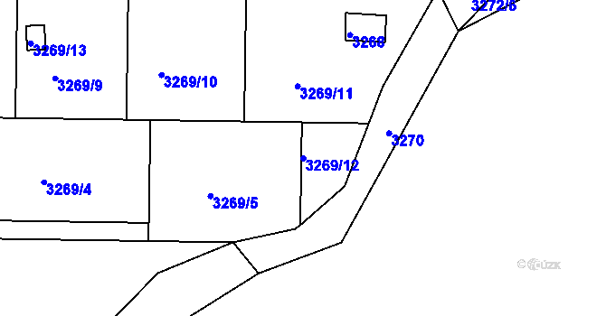 Parcela st. 3269/12 v KÚ Třešť, Katastrální mapa