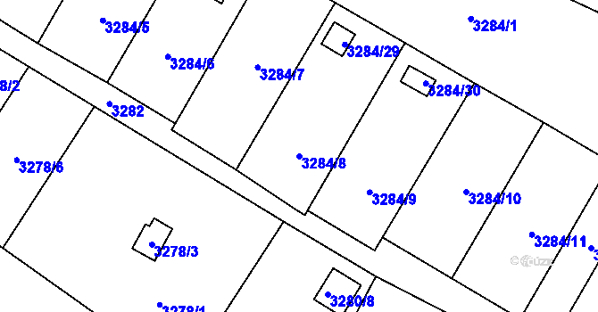 Parcela st. 3284/8 v KÚ Třešť, Katastrální mapa