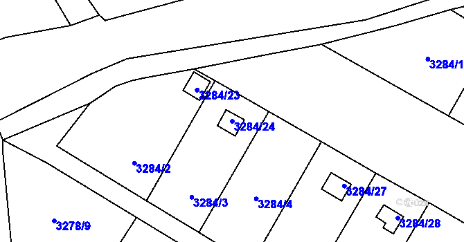Parcela st. 3284/24 v KÚ Třešť, Katastrální mapa