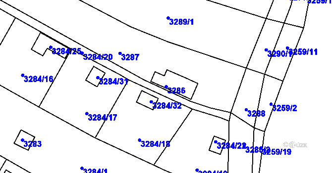 Parcela st. 3286 v KÚ Třešť, Katastrální mapa