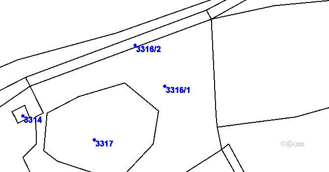 Parcela st. 3316/1 v KÚ Třešť, Katastrální mapa