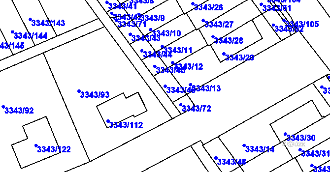 Parcela st. 3343/46 v KÚ Třešť, Katastrální mapa