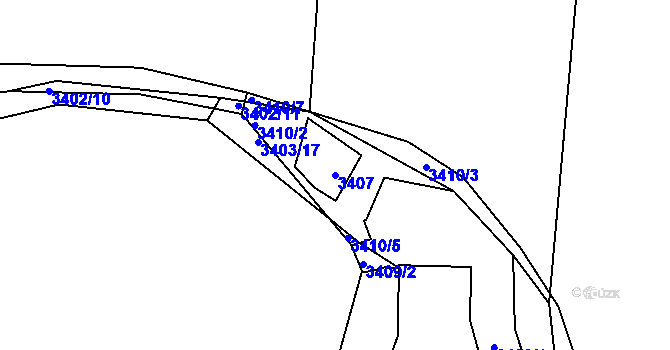Parcela st. 3407 v KÚ Třešť, Katastrální mapa