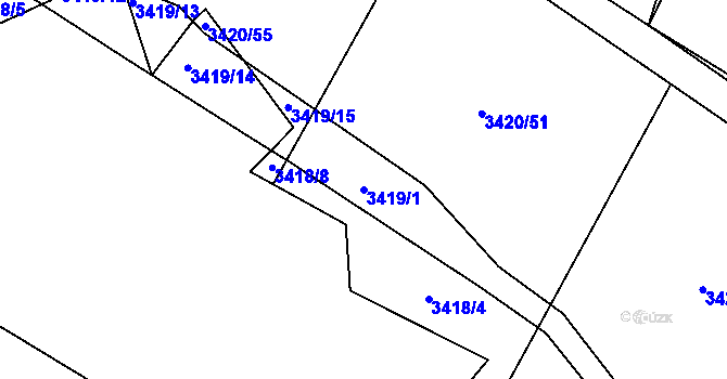 Parcela st. 3419/1 v KÚ Třešť, Katastrální mapa
