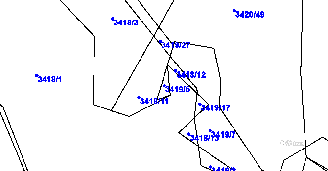 Parcela st. 3419/5 v KÚ Třešť, Katastrální mapa