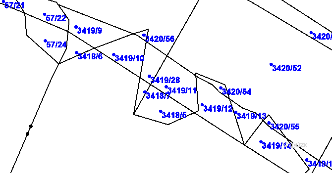 Parcela st. 3419/11 v KÚ Třešť, Katastrální mapa