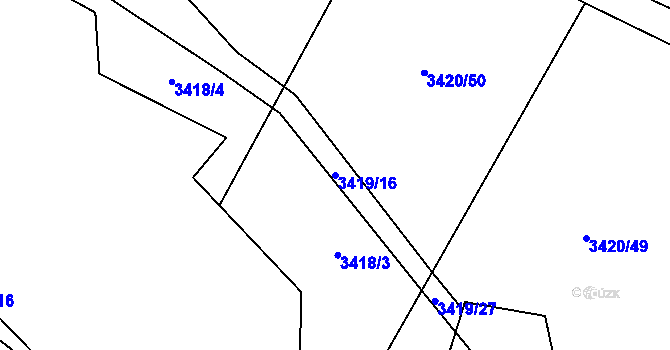 Parcela st. 3419/16 v KÚ Třešť, Katastrální mapa