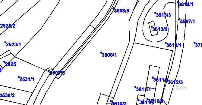 Parcela st. 3608/1 v KÚ Třešť, Katastrální mapa