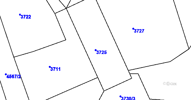 Parcela st. 3725 v KÚ Třešť, Katastrální mapa
